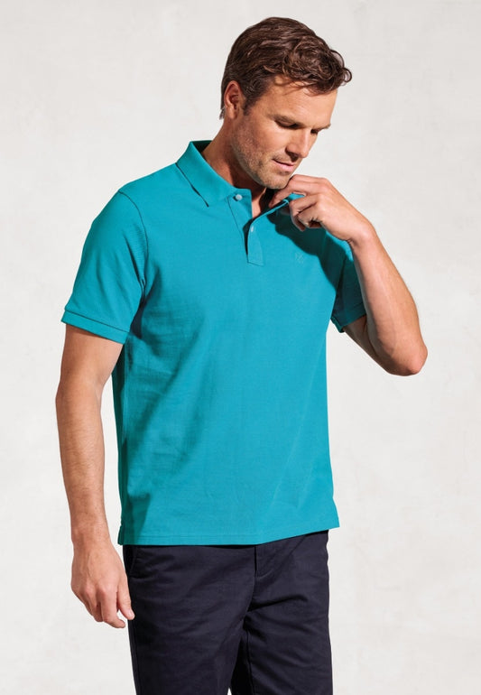 Firth - Turquoise, Pure Cotton Pique Polo
