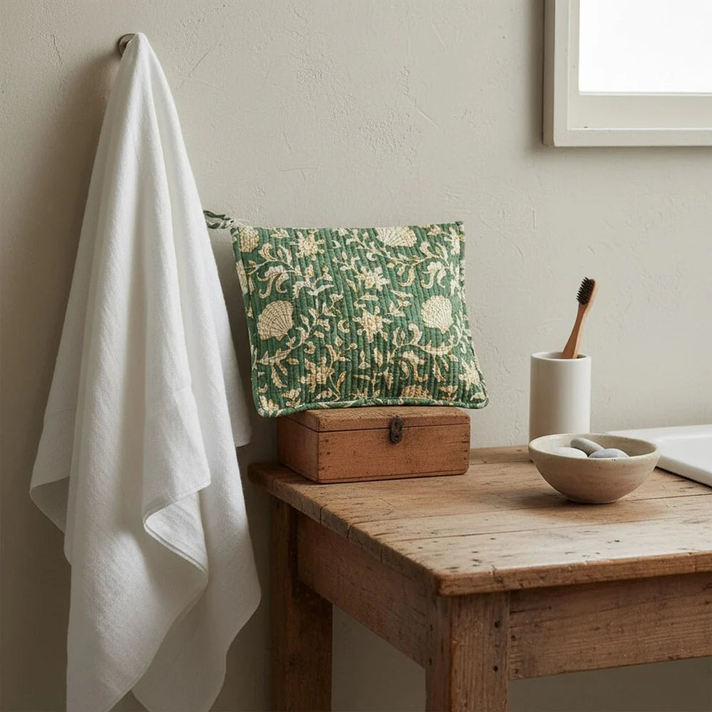 Green Jaipur Flat Pouch