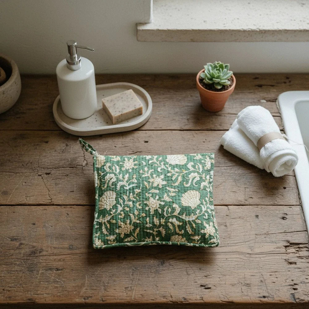 Green Jaipur Flat Pouch