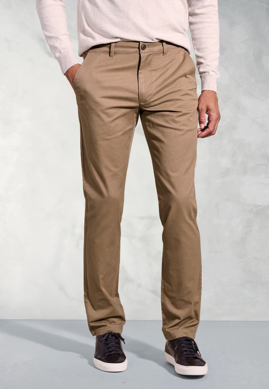 Leo - Tan, Tailored Fit, Stretch Cotton Chino