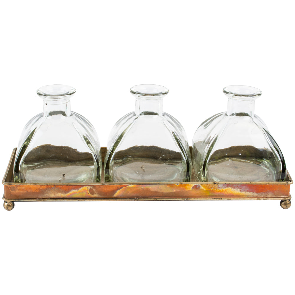 Copper Tray & 3 Bottles