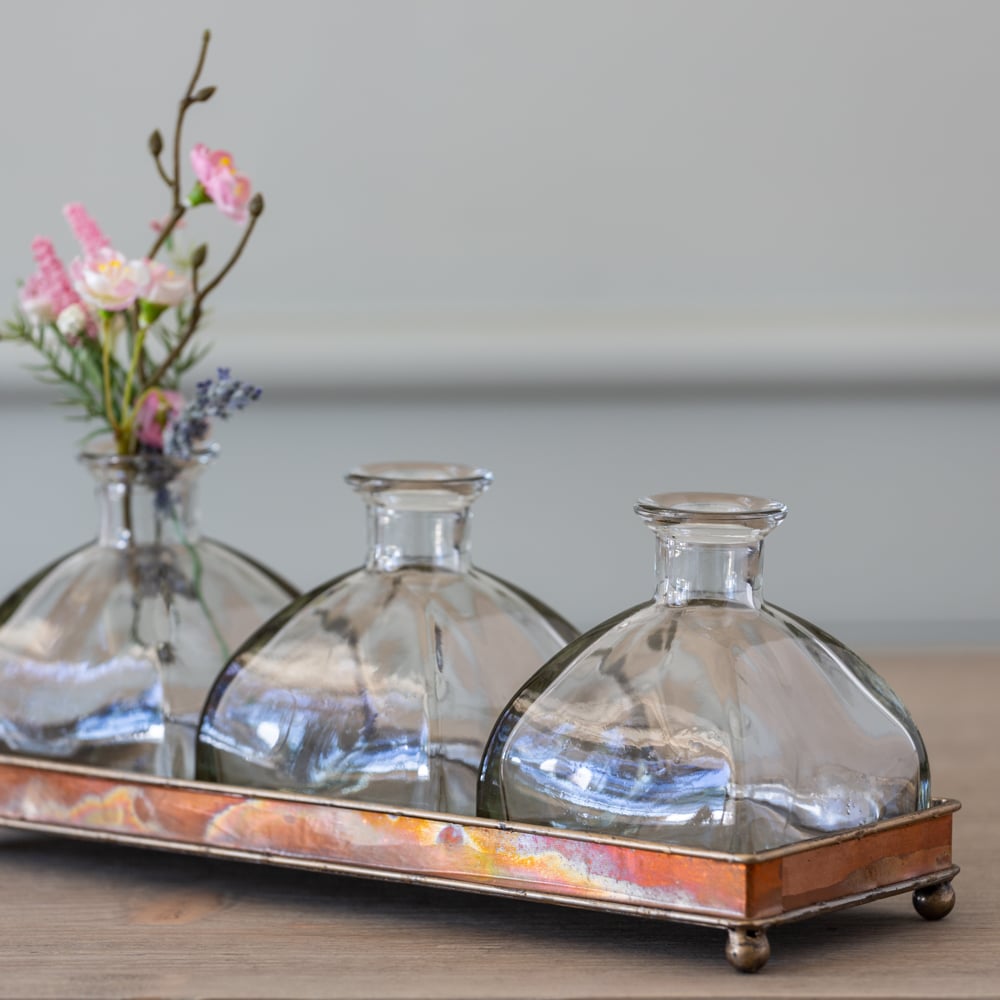 Copper Tray & 3 Bottles