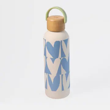 Blue Checkmate Heart Metal Water Bottle