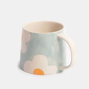 Light Blue & Orange Flower Large Mug