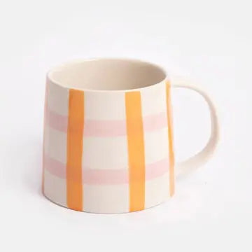Orange & Pink Check Large Mug