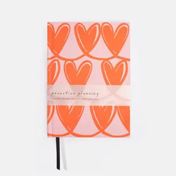 Orange Hearts Hardback Notebook A5