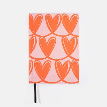 Orange Hearts Hardback Notebook A5