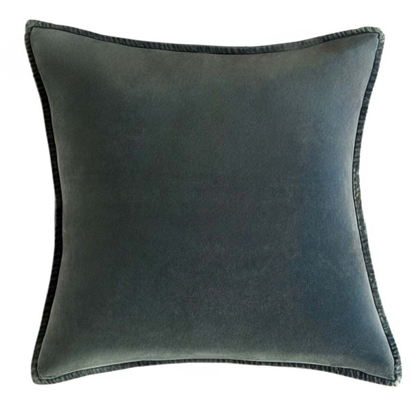 Olive Green, Stonewashed Velvet Cushion