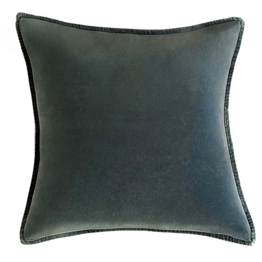 Olive Green, Stonewashed Velvet Cushion