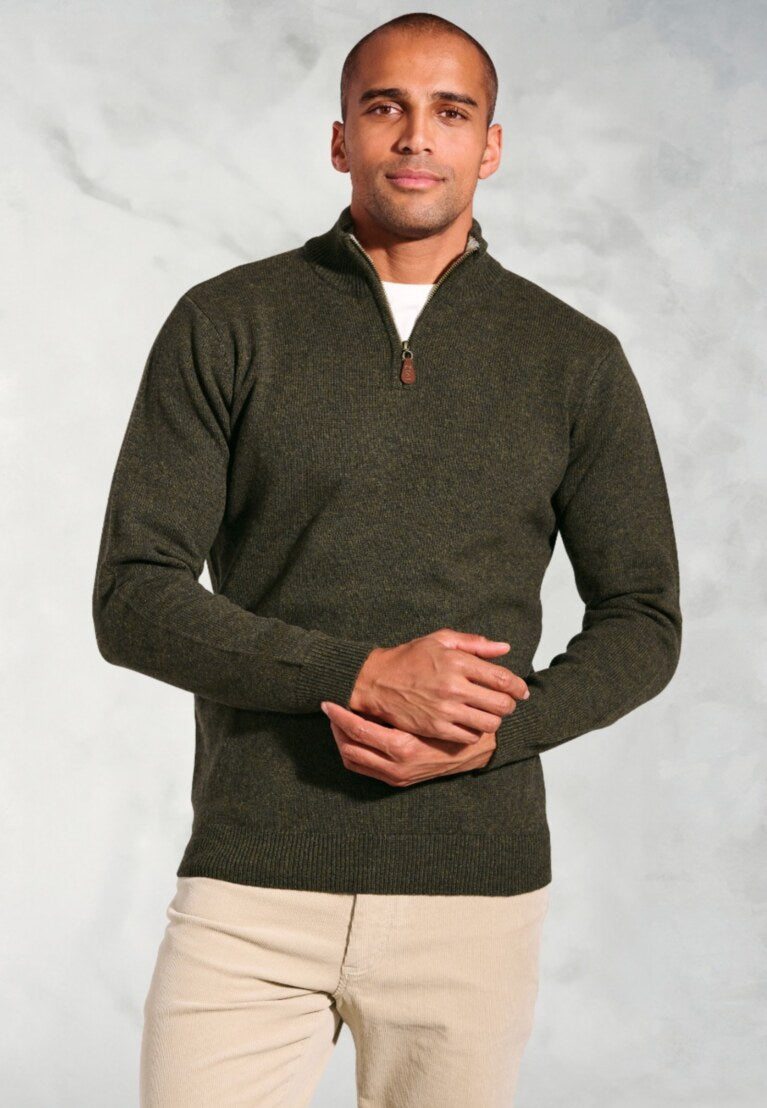 Khaki Rutherford Zip Jumper