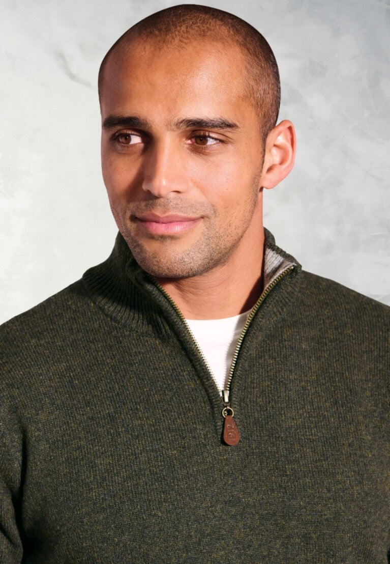 Khaki Rutherford Zip Jumper