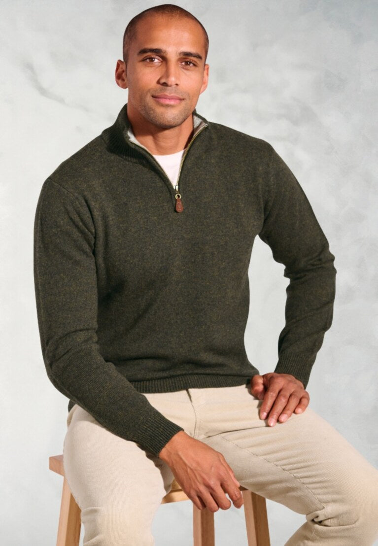 Khaki Rutherford Zip Jumper
