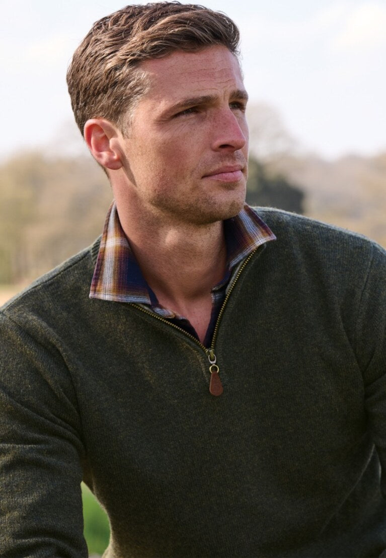 Khaki Rutherford Zip Jumper