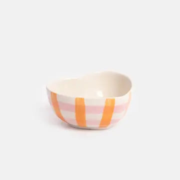 Pink & Orange Check Heart Shape Trinket Bowl