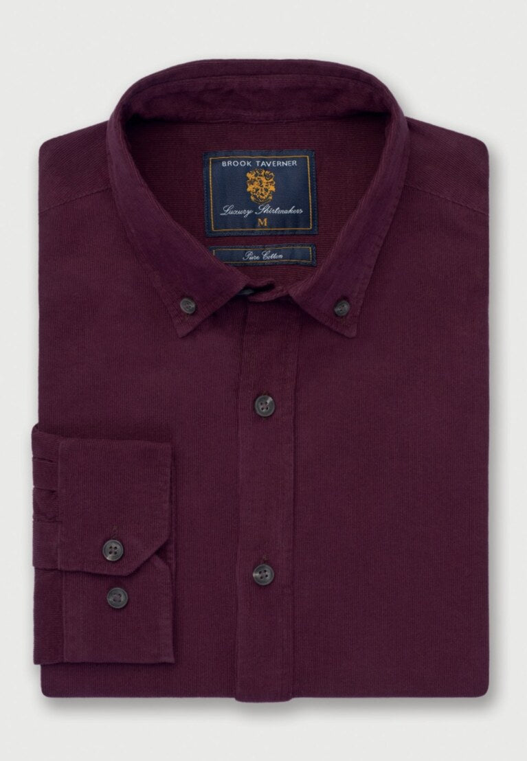 Plum Needlecord Shirt, Regular
