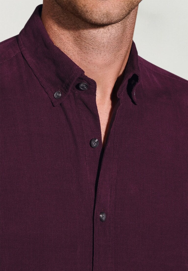 Plum Needlecord Shirt, Regular