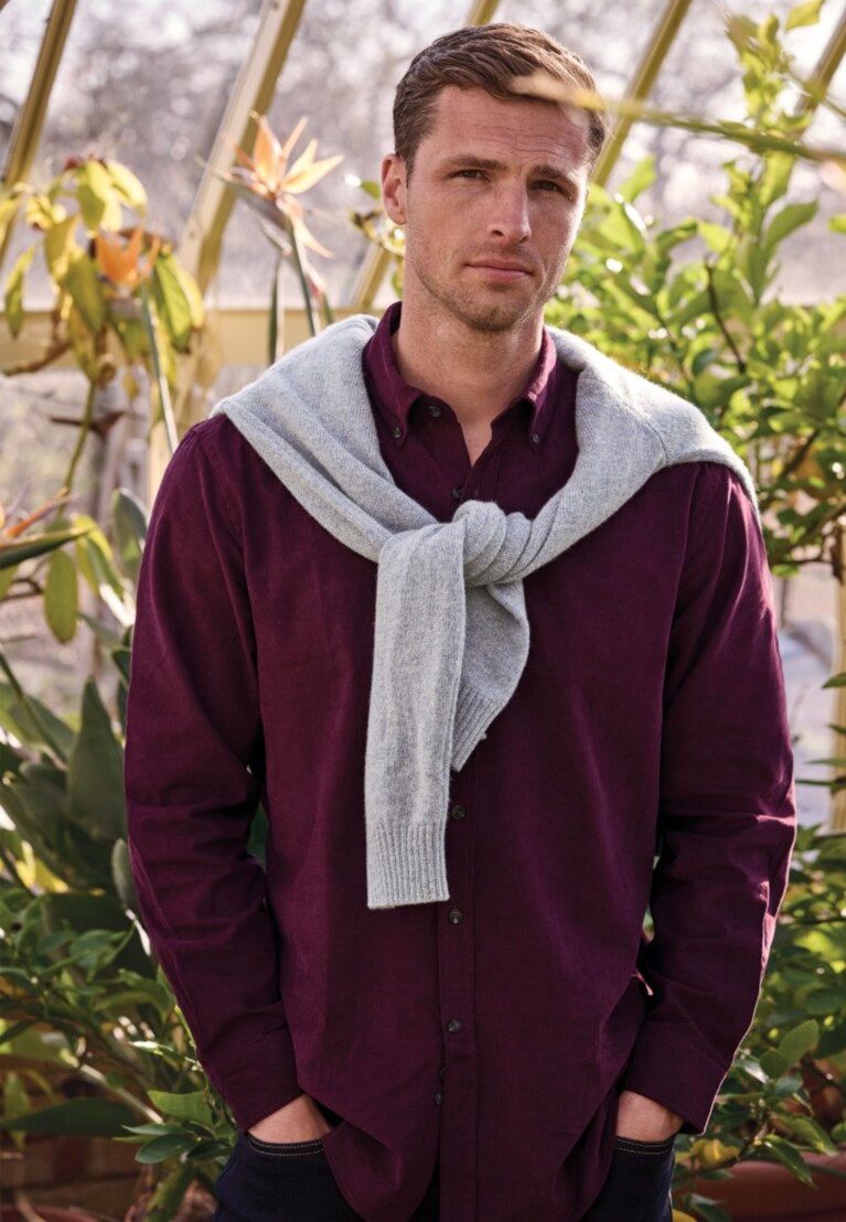 Plum Needlecord Shirt, Regular