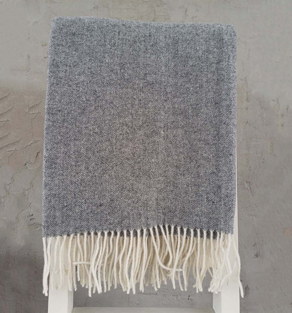 Pure Wool Throw - Soft Grey