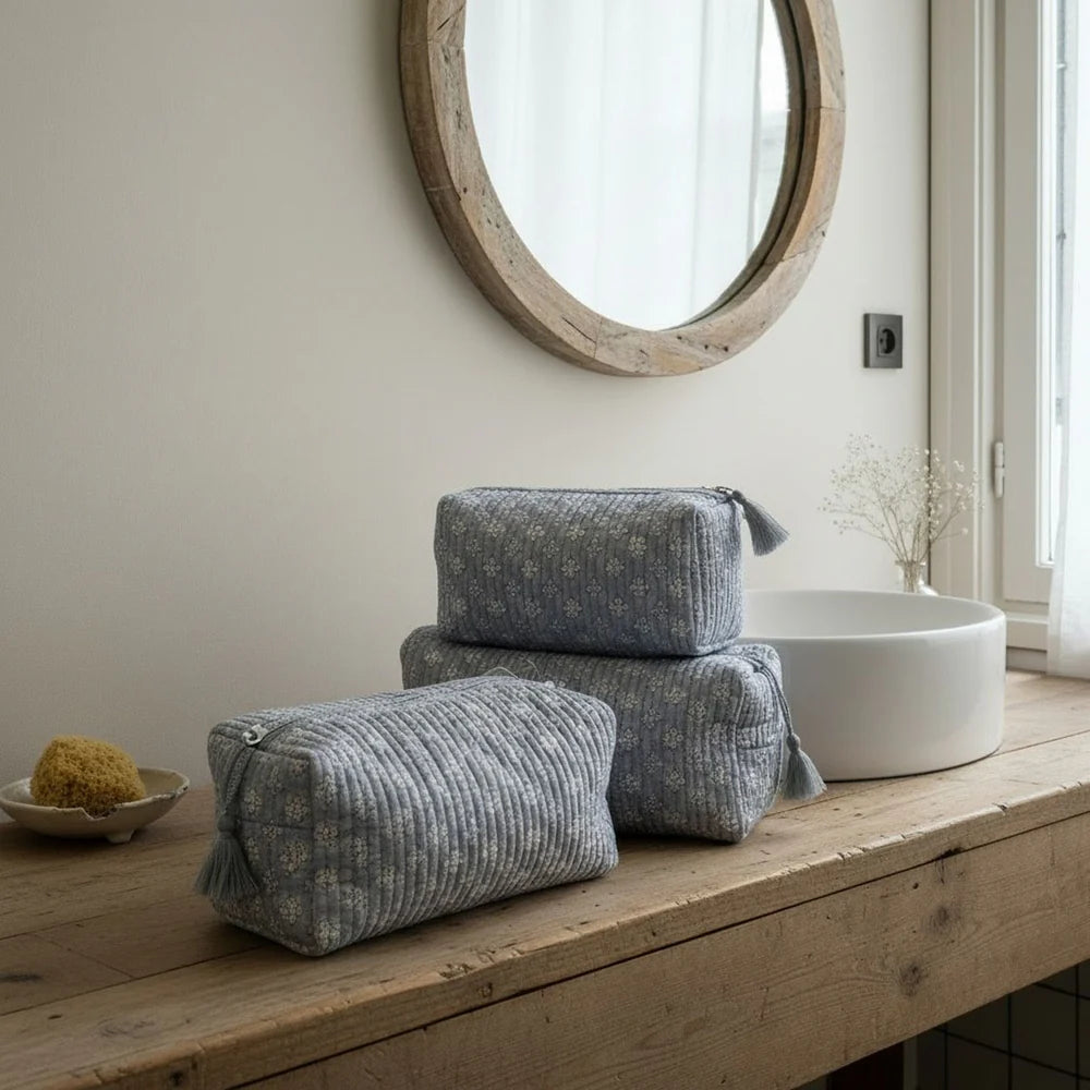 Set of 3 Toilet Bags - Grey Ditsy