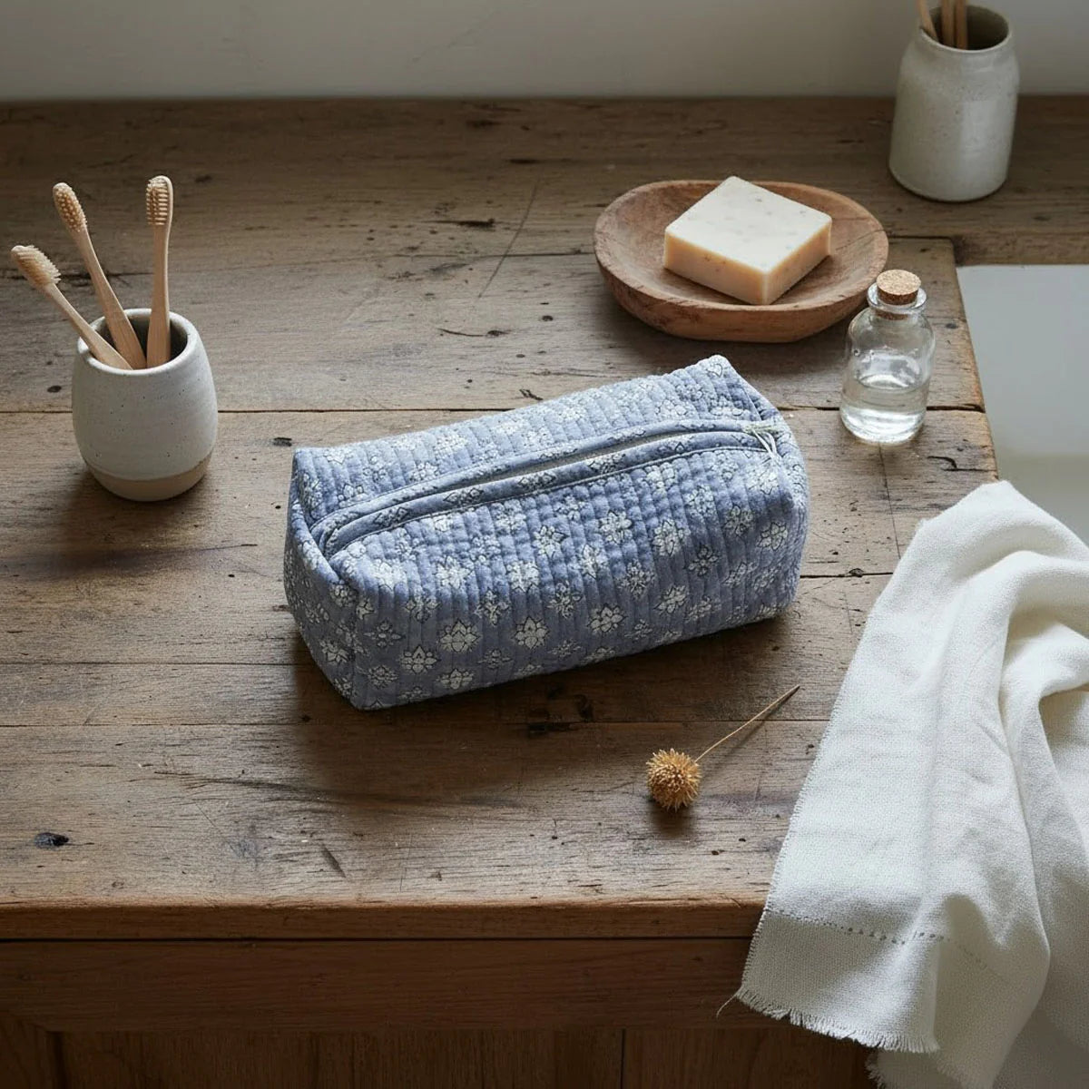 Set of 3 Toilet Bags - Grey Ditsy