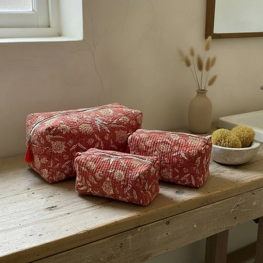 Set of 3 Toilet Bags - Coral