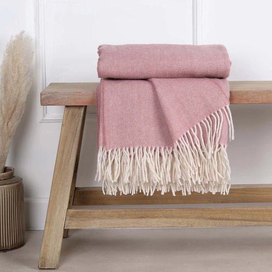 Anna Pure Wool Throw - Warm Pink
